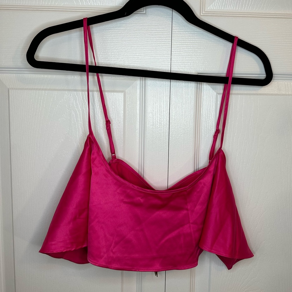 SKIMS Woven Shine Cami Bralette Raspberry sz.4X